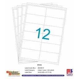 Sticker Bazaar M3 Inkjet/Laser Labels A4 Size White, MI 81 (100 Sheet) image 2
