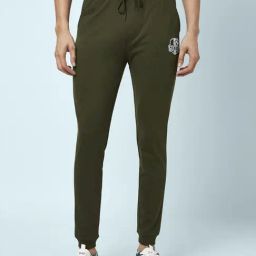 Ajile by Pantaloons Olive Green Slim Fit Printed Joggers-image-65