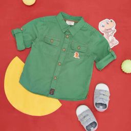 Pantaloons Baby Green Cotton Regular Fit Full Sleeves Shirt-image-73