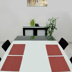 Saral Home Rust 4 Pieces Geometric Cotton Rectangle Table Placemats-35