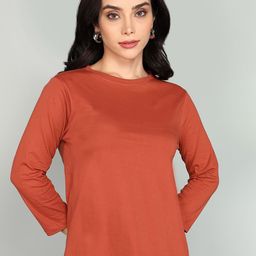 The Roadster Lifestyle Co. Women Solid Round Neck Pure Cotton T-shirt-image-61