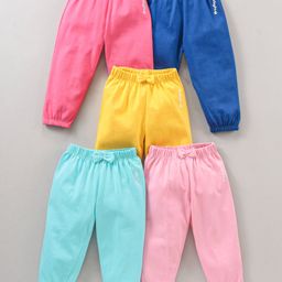 Babyhug Cotton Knit Lounge Pants Solid Pack of 5 - Multicolour-image-94