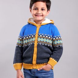 Babyhug Full Sleeves Hooded Sweaters Argyle Print - Multicolor-image-67