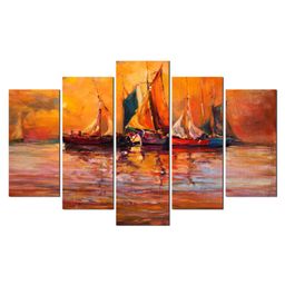 WENS Sailing Boat 5 Pieces Laminated Wall Art Panels  -  Multicolor-image-55