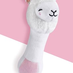Bonfino Lama Plush Rattle Toy - White & Pink-7