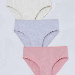 Charm n Cherish Pack Of 3 Solid Panties - Grey Pink & Off White-image-43