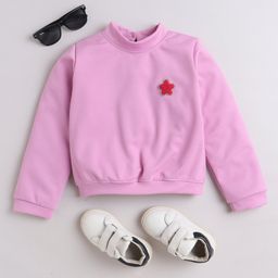 Taffykids Full Sleeves Floral Badge Embroidered Sweatshirt - Peach-image-41