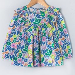 Hugsntugs Cotton Full Sleeves Floral Printed Top - Multi Colour-image-31