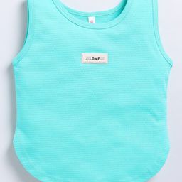 giniekids Cotton Sleeveless Love Text Patch Detailed Vest - Mint-image-13