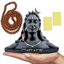 JD Fresh 3 Inch Adiyogi Statue with Rudraksh Mala - Black-image-17