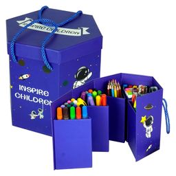 Azhari Hexagonal Box 83 Pcs Space Theme Children Delux Art and Craft Supplied Foldable Set Pack of 1-14