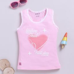 Biskid Cotton Sleeveless Heart Printed Tank Top - Pink-picture-22