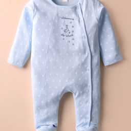 ToffyHouse Interlock Knit Full Sleeves Sleepsuit With Star Print - Light Blue-image-48