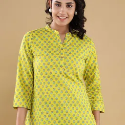 Chandbaali Floral Print Mandarin Collar Cotton Top-picture-40