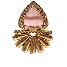 NAMAN ARTS Gold Plated Artificial Stones Studded Triangular Shaped Drop Earrings image 3