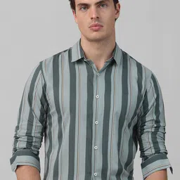 Mufti Men Spread Collar Vertical Striped Cotton Slim Fit Casual Shirt-picture-47