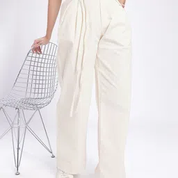 Stylecast X Hersheinbox Women Pure Cotton High-Rise Waist Tie-Up Chinos Trousers-image-49