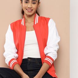 HERE&NOW Solid Varsity Jacket-image-98