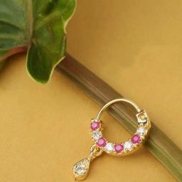 Priyaasi Pink Gold-Plated Nose Ring-image-29