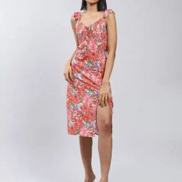 Label Ritu Kumar Pink Floral Midi Dress-image-87
