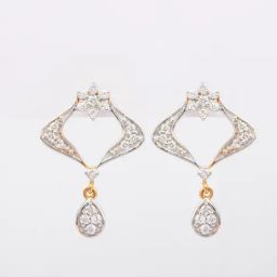P.N.Gadgil Jewellers 14k Yellow Gold Cutting-Edge Diamond Drop Earrings-image-71