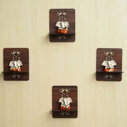 eCraftIndia Brown Wooden Rectangle Shape Designer Wall Shelves - Set of 4-11