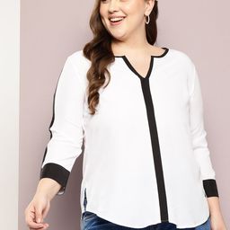 Qurvii+ Plus Size Striped Crepe Shirt Style Top image 5