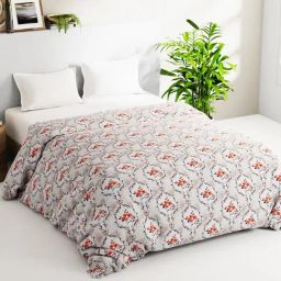Bianca Victoria- Winter White & Orange Cotton Floral Double Comforter-picture-33