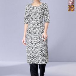 HERE&NOW Women Ethnic Motifs Printed Crepe Kurta-image-91