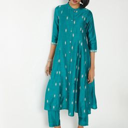 max Women Ethnic Motifs Embroidered Tiered Thread Work Kurta With Trousers Kurta Sets-picture-14