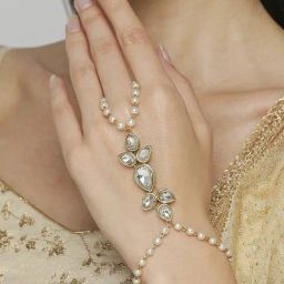 Oomph Gold Tone Kundan Floral Ethnic Hand Harness-42