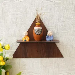 eCraftIndia Brown Wooden Triangle Shape Wall Shelf - Set of 4-image-53