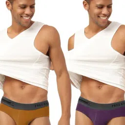 Freecultr Bourbon Yellow & Trippy Violet Comfort Fit Briefs - Pack of 2-image-76