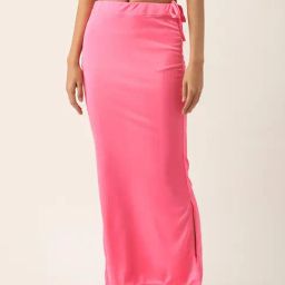 Ms.Lingies Pink Plain Saree Shapewear-45