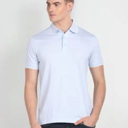 Arrow Blue Cotton Regular Fit Striped Polo T-Shirt-picture-35