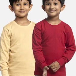 Friskers Kids Beige & Maroon Cotton Full Sleeves T-Shirt (Pack of 2)-image-12
