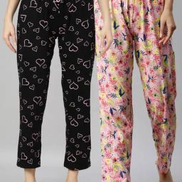 Kryptic Pink & Black Printed Lounge Pants - Pack of 2-image-6