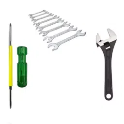 Hillgrove 203.2 mm (8 Inch) Universal Multi-Function Adjustable Wrench, 8 Pcs Open End Wrench Set & 2-in-1 Screwdriver Combo, HGCM447M1-91