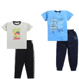 Todd N Teen Boys Pack Of 2 Printed Pure Cotton T-Shirts With Joggers-image-38
