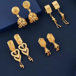 DIVASTRI Set Of 4 Gold-Plated Brass Earrings-picture-30