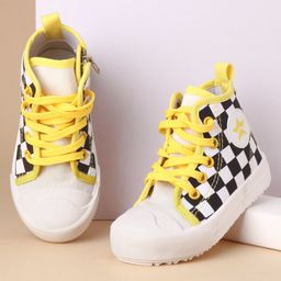 Cute Walk by Babyhug Checks Casual Shoes Lace Tie Up - Yellow-image-5