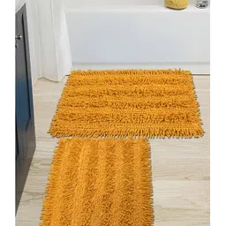 saral home Saralhome Cotton 2pc Shaggy Mat Yellow. 40cm x 60cm-picture-15