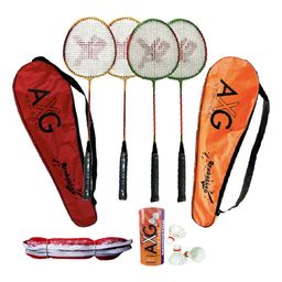 AXG Thrasher Racquets with Feather shuttles and net Badminton Kit-5