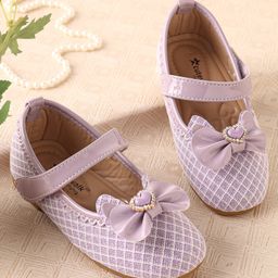 Cute Walk by Babyhug Ballerinas with Velcro Closure & Bow Applique-  Purple-image-2