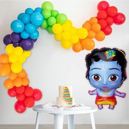 Surprise Decor Krishna Janmashtami Multi Colour Balloons For Decoration Items Little Krishna Purple, Yellow, Red, Green, Orange, Blue Balloons For Decoration 63 Items-image-40