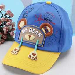 PASSION PETALS My Bear Applique Summer Cotton Cap - Blue & Yellow-19