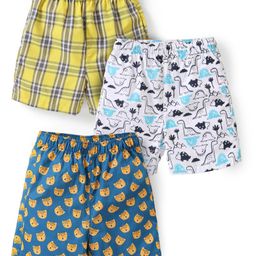 Babyhug Cotton Poplin Boxers Checked & Animal Print Pack of 3 - Multicolour-image-75