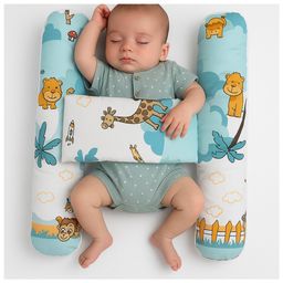 NeonateCare Unisex Infant Toddler Baby Anti Rolling Bolster Pillow, Baby Sleep Positioner Pillow for Newborn (Jungle-Blue)(Color and design May vary)-image-74