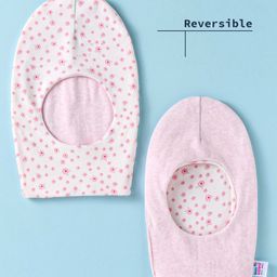 Ben Benny Interlock Knit Reversible Monkey Cap with Floral Print Pink & White - Diameter 11 cm-19