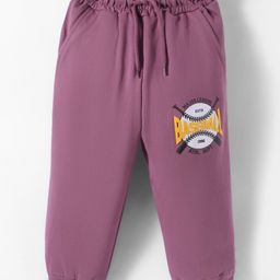 Taeko Looper Knit Full Length Lounge Pants With Sport Text Print - Purple-image-12